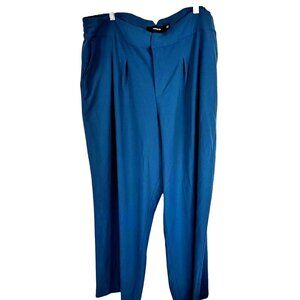 Torrid Size 22 Professional  Plus Teal Pleated Pockets Relaxed Legs Trousers